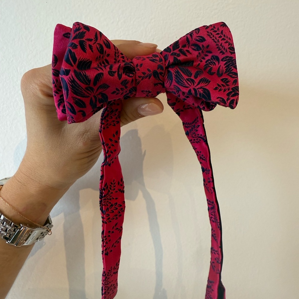 Duchamp Fuchsia and Black Patterned  Bow Tie